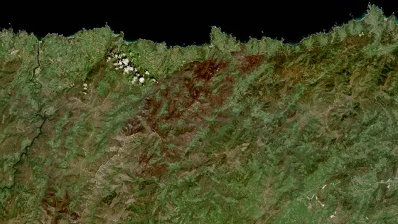 Superficie quemada del incendio de Ola de incendios de Asturias (marzo-abril 2023) vista por satélite