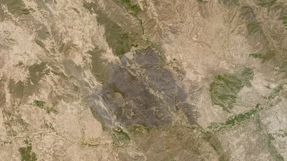 Superficie quemada del incendio de Ateca / Moros vista por satélite