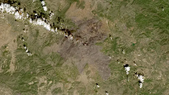 Superficie quemada del incendio de Bejís vista por satélite