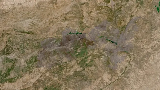 Superficie quemada del incendio de Burgohondo (Valle del Alberche y Tiétar) vista por satélite