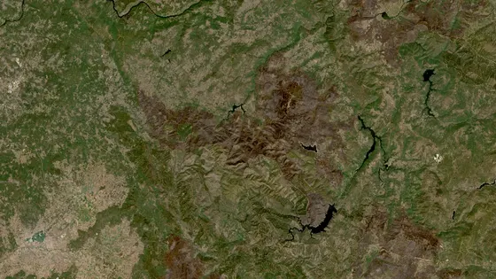 Superficie quemada del incendio de Chandrexa de Queixa vista por satélite