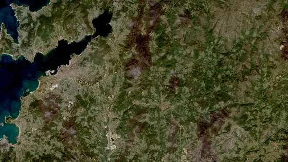 Superficie quemada del incendio de Ola de incendios de Galicia (octubre 2017) vista por satélite