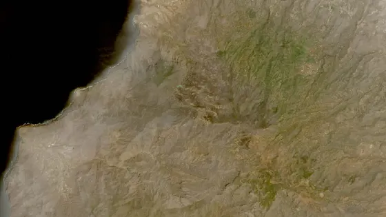 Superficie quemada del incendio de Gran Canaria (Valleseco-Tejeda) vista por satélite