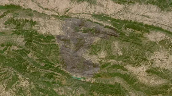 Superficie quemada del incendio de Las Peñas de Riglos vista por satélite