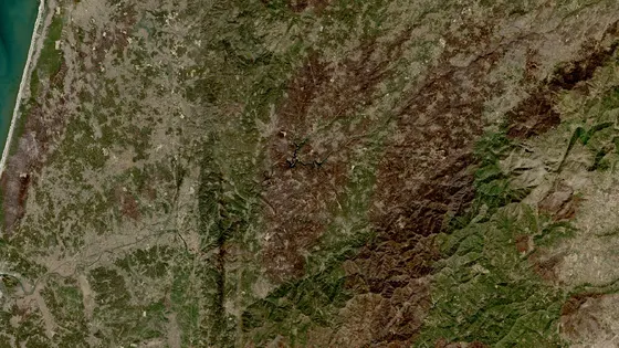 Superficie quemada del incendio de 15 de outubro de 2017 (Lousã e Oliveira do Hospital) vista por satélite