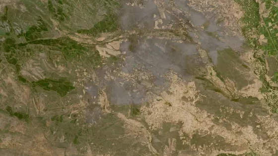 Superficie quemada del incendio de Molezuelas de la Carballeda vista por satélite