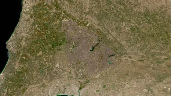 Superficie quemada del incendio de Monchique vista por satélite