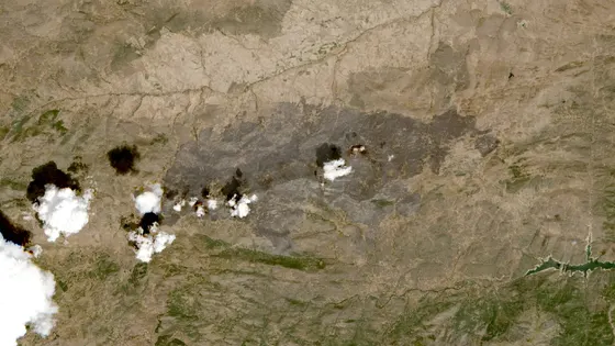 Superficie quemada del incendio de Navalacruz vista por satélite