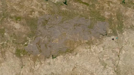 Superficie quemada del incendio de Niebla (Huelva y Sevilla) vista por satélite