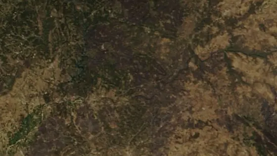 Superficie quemada del incendio de Verão de 2003 (Nisa / Mação e Chamusca) vista por satélite