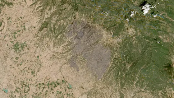 Superficie quemada del incendio de Orés (Cinco Villas) vista por satélite