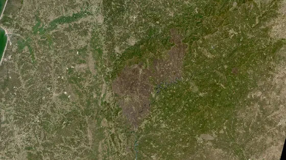 Superficie quemada del incendio de Pedrógão Grande vista por satélite