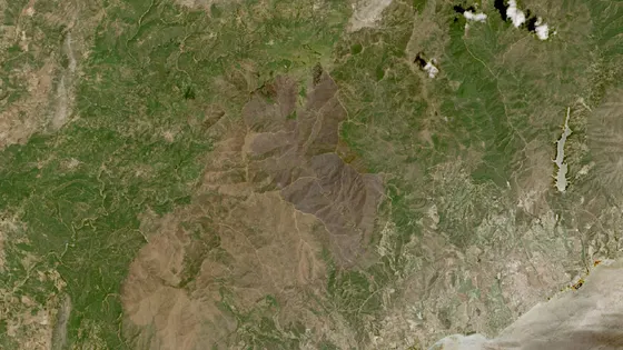 Superficie quemada del incendio de Pujerra / Sierra Bermeja vista por satélite