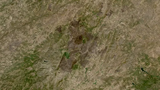 Superficie quemada del incendio de Serra da Estrela (Covilhã / Manteigas) vista por satélite
