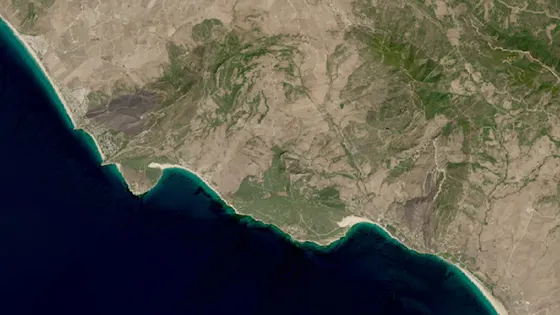 Superficie quemada del incendio de Tarifa (La Peña y Atlanterra) vista por satélite