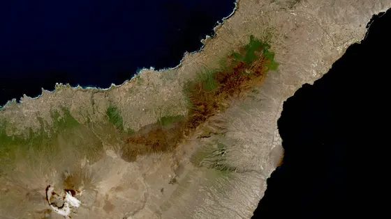Superficie quemada del incendio de Tenerife (Arafo-Candelaria) vista por satélite