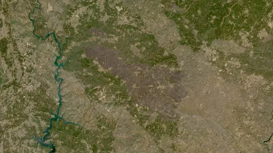 Superficie quemada del incendio de Vila de Rei / Mação vista por satélite
